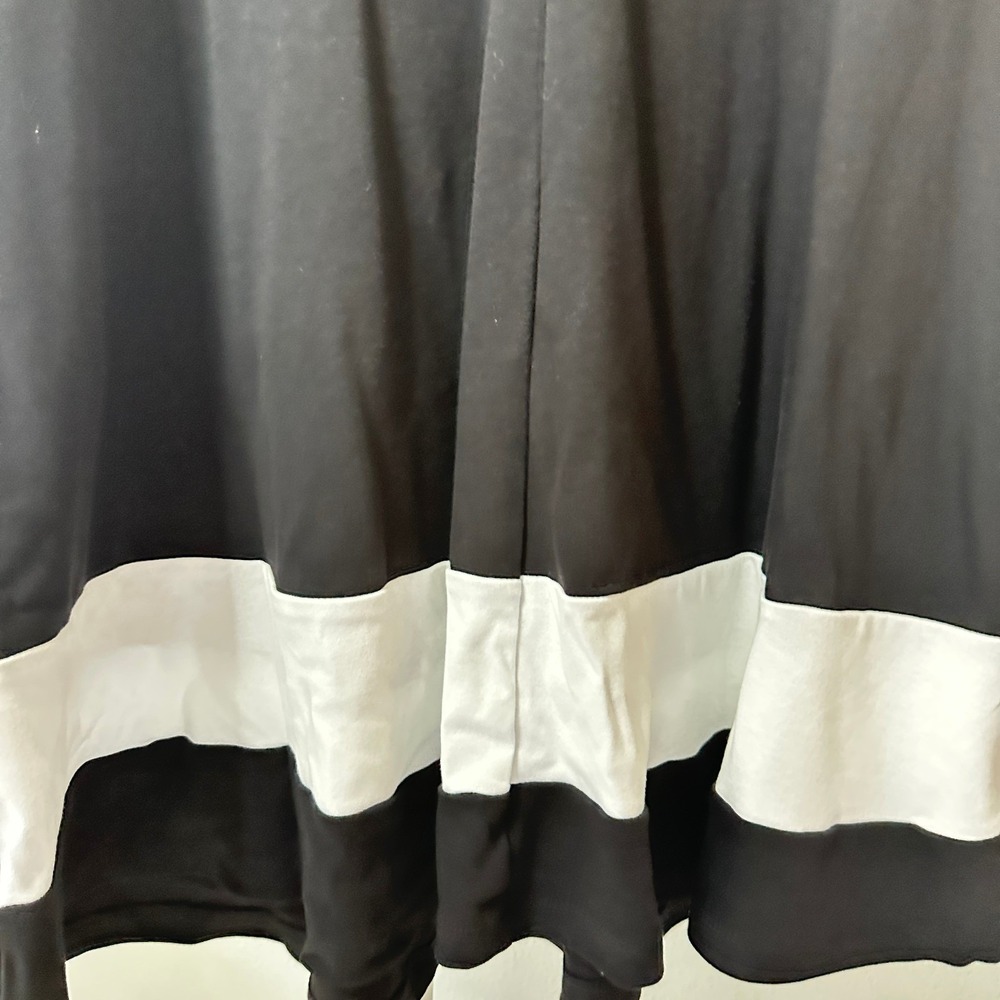 New York & Company Women XL Black White Colorblock Button Shoulder Flare Dress - Picture 6 of 7